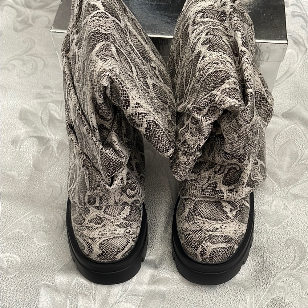 Gray and Black Ankle Boots with Chunky Sole